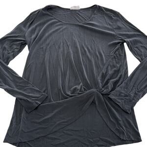 Korye Shirt Womens Large Gray Long Sleeve Front‎ Knot Soft Stretchy